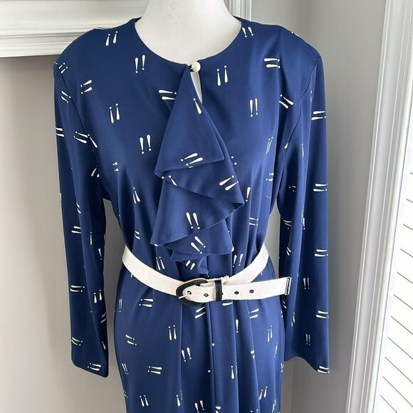 Vintage Blair Shirt Navy Exclamation Retro 80s 90s Business Longsleeve Dress - Picture 7 of 12